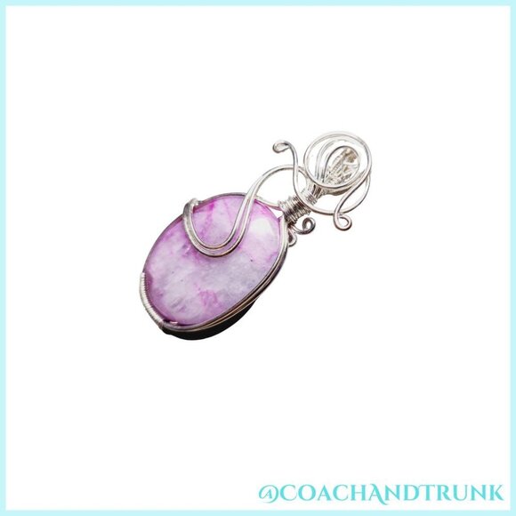 NATURAL RHODOCHROSITE Handcrafted Detailed Silver Metal Work & Sterling Chain - Picture 8 of 8